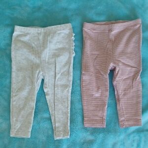 Size 9 Months Striped and Solid Grey Leggings Bundle